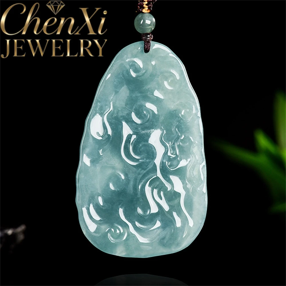 Natural A-Grade Blue Water Ice-Grade Jadeite Flying Heaven Pixiu Jade Fortune-Bringing Pendant Fine Jewelry High-End Amulet Gift