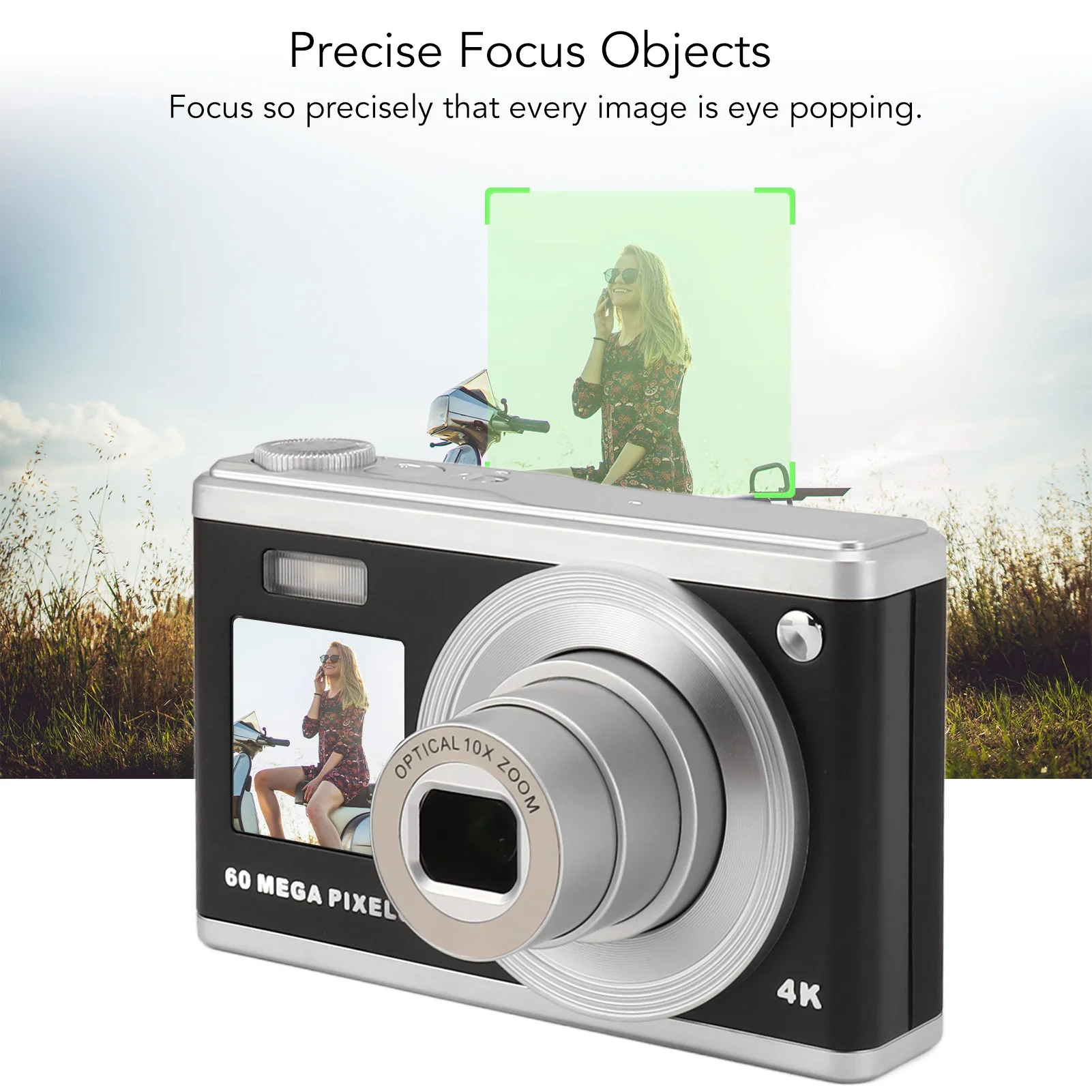 Digital Camera 10x Optical Zoom Portable Compact Camera Anti Shake Auto Focus Automatic Light Sensitive for Friends Meeting