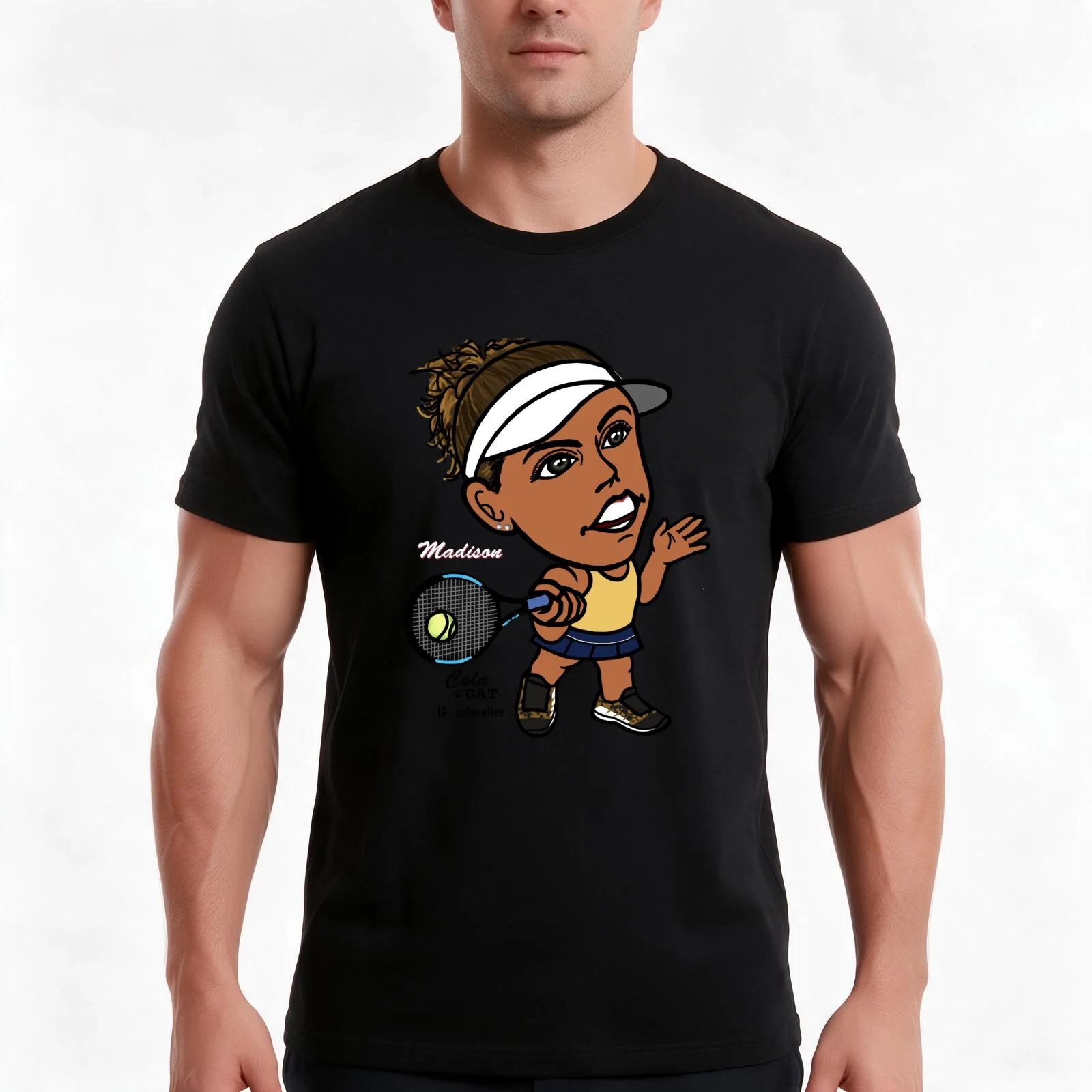 Madison Keys T-Shirt, Summer Casual Cotton Tee, Oversized Streetwear Tops, Vintage Graphic Print, Loose Fit Short Sleeve