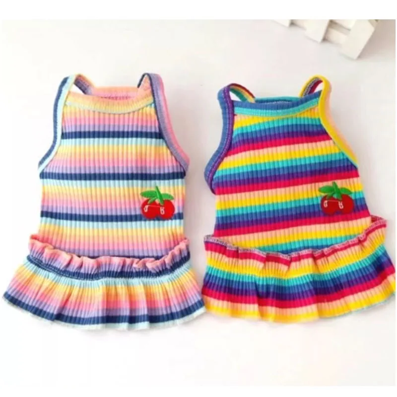 

Cat Dog Sling Dress Summer Cherry Pattern Pet Clothes For Small Dogs Chiwawa Yorks Puppy Kitten Vest Clothing Dog Dresses Skirt