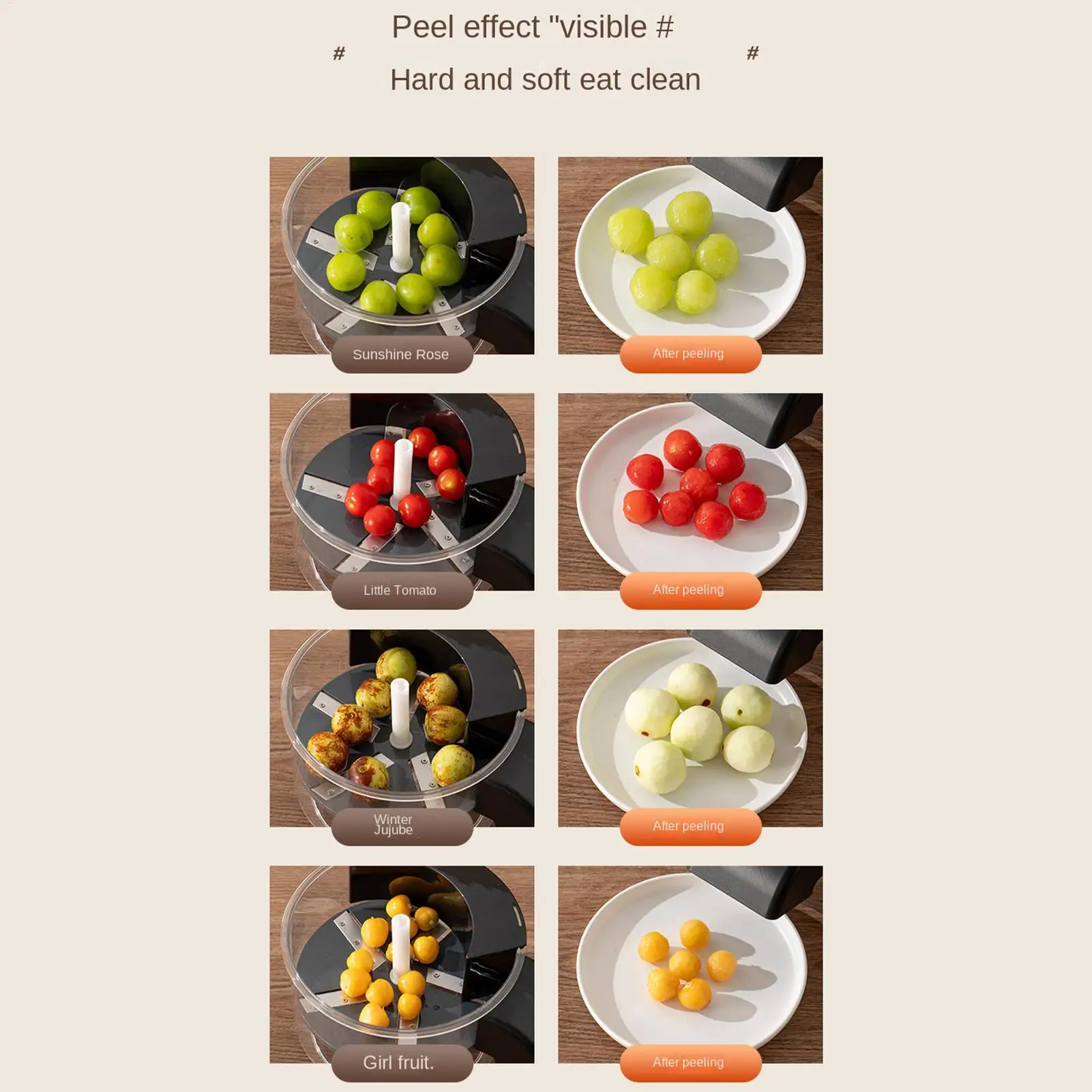 

Grape Peeler Machine 50W Rechargeable Small Electric Kitchen Garlic Cherry Skin Remover For Home Dorm Kitchen Apartment Party