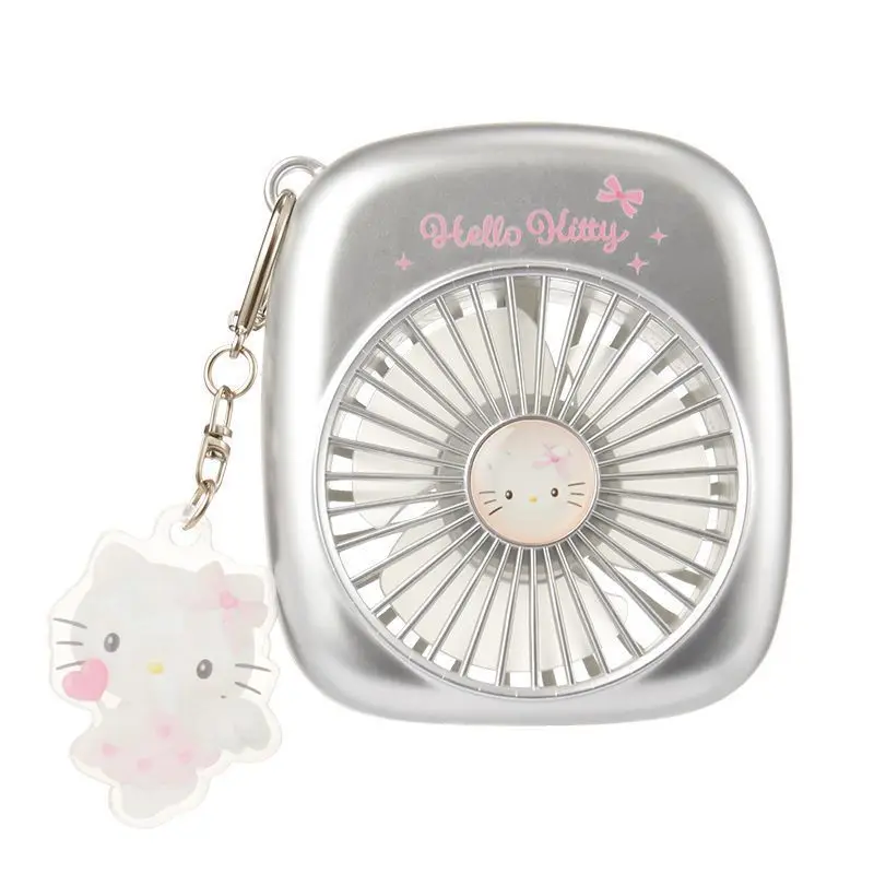 카와이 정품 헬로 키티 쿠로미 500mAh 실버 펜던트 소형 선풍기 긴 배터리 수명 사랑스러운 소녀 선물