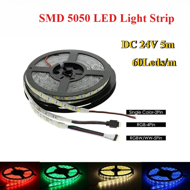 

60 светодиодов/м SMD 5050 RGBW RGBWW Светодиодная лента постоянного тока 24 В RGB Светодиодная лента для подсветки телевизора Лампа для украшения комнаты Освещение 5 м