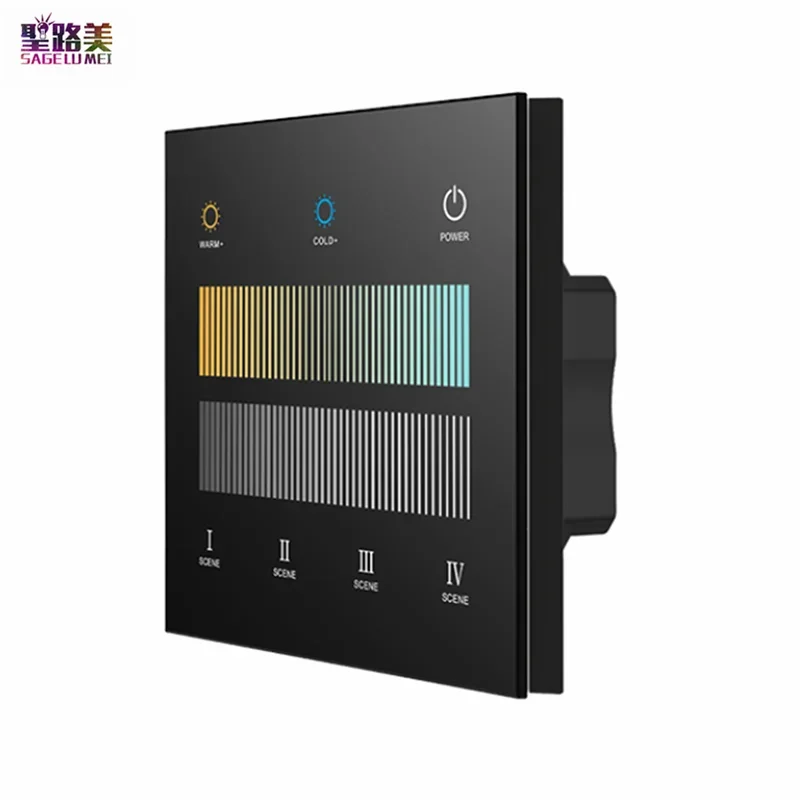 AC100V-220V Input 2CH*20mA Color Temperature Touch Glass Panel Controller 2.4G RF 0-10V CCT Dimmer T2-L For Single Color Strip
