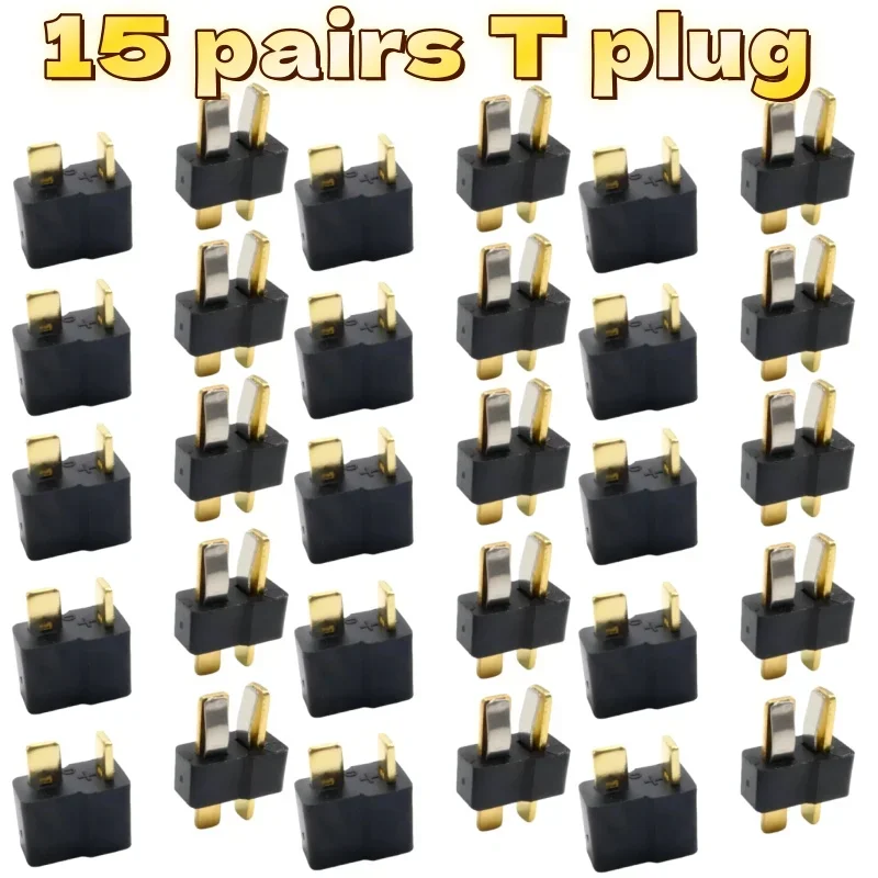 15 Paar RC Lipo Akku-Steckverbinder, weiblich/männlich, T-Stecker, schwarz, für ESC Rc Helicopter