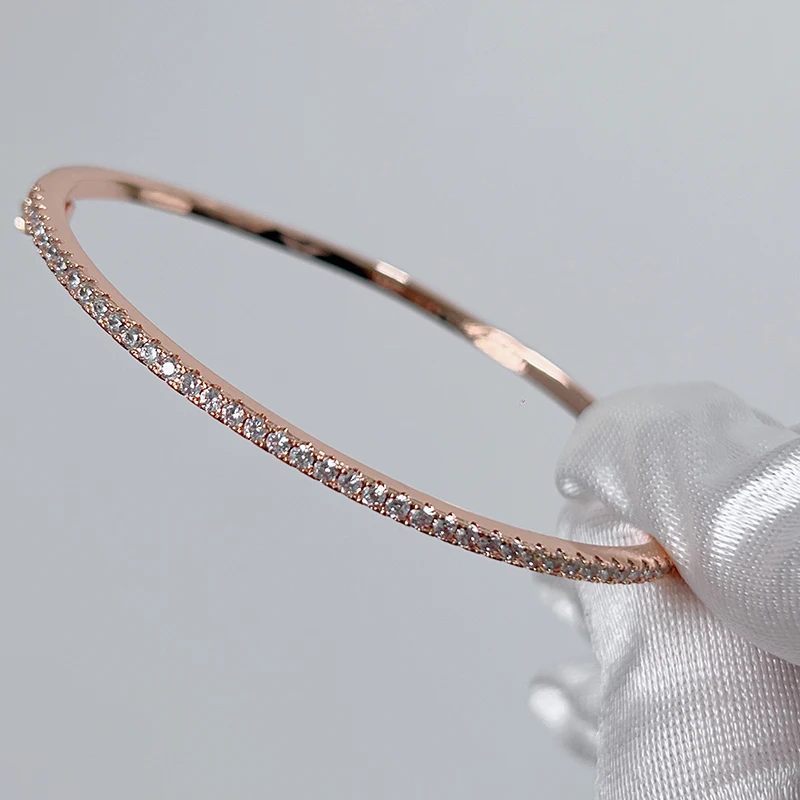 Qualität Marke Reinem 925 Sterling Silber Schmuck Für Frauen Gold Armreif Bewegen Diamant Armreif Hochzeit Schmuck Um Niet 6 cm armreif