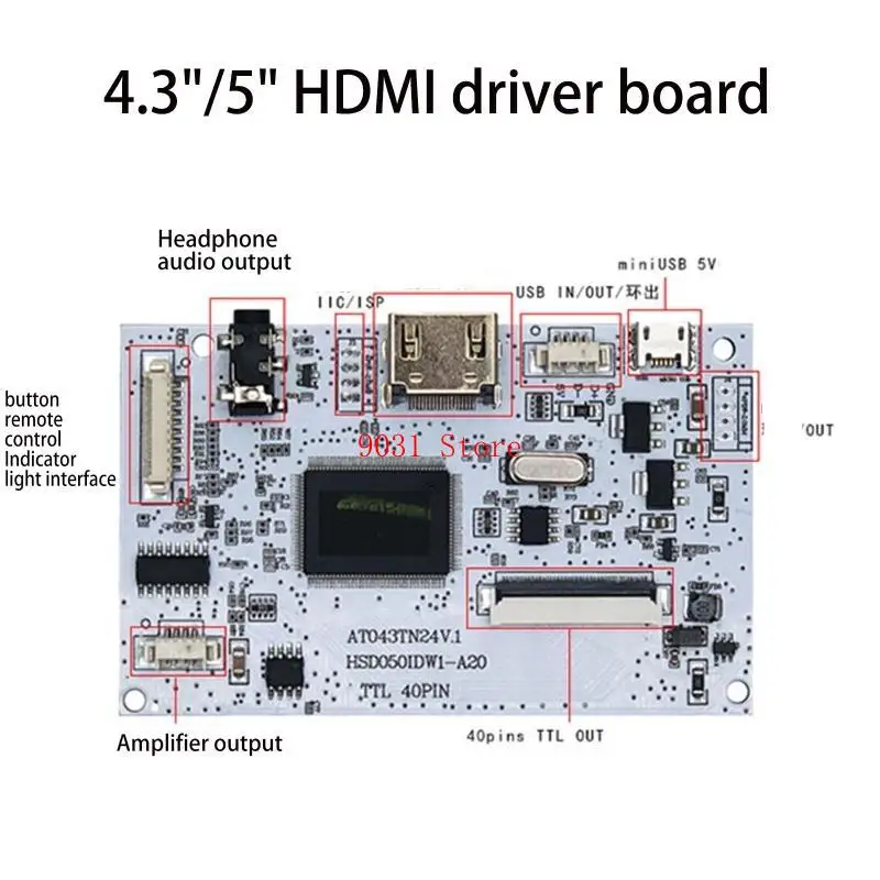 

Плата управления HDMI1.2 LVDS, динамик, наушники для 40-контактного ЖК-экрана AT043TN24 V.1 480 (RGB) × 272 HSD050IDW1 800 (RGB)