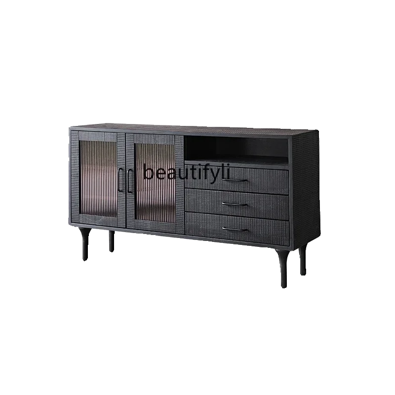 

xz1Modern simple tea cabinet against the wall locker Japanese-style wabi sabi homestay entrance retro dining side cabinet