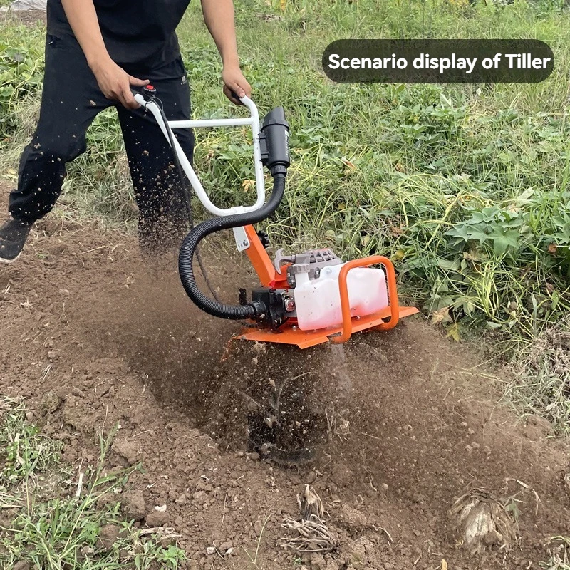 Multifunctional Micro-tiller Small Plough Soil Turning Household  Ditching Rotary Cultivator Weeding Agricultural