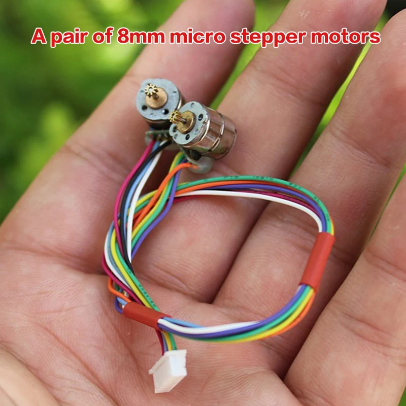1Pair Mini Tiny 8mm Stepper Motor 2-Phase 4-Wire Stepping Motor Micro Stepper Motor Small Electric Precision Connecting Wire