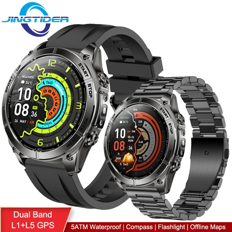 KM101 GPS Outdoor Bluetooth Smart Watch Dual Band L1+L5 GPS Offline Maps 1.43