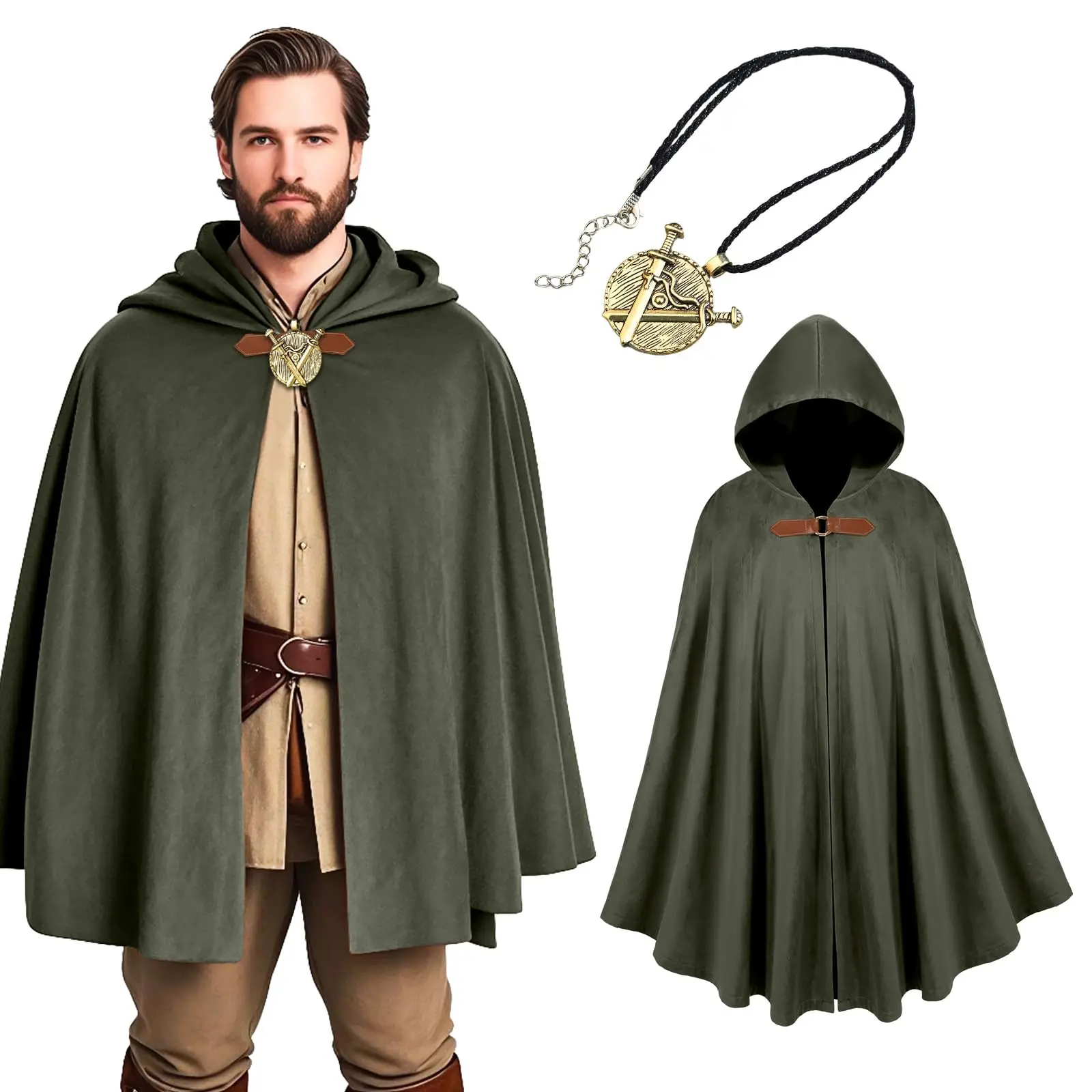 

Средневековый плащ с капюшоном, винтажный накидка в стиле Ренессанс, костюм на Хэллоуин, викторианский пират, косплей, нарядное платье, наряд для взрослых