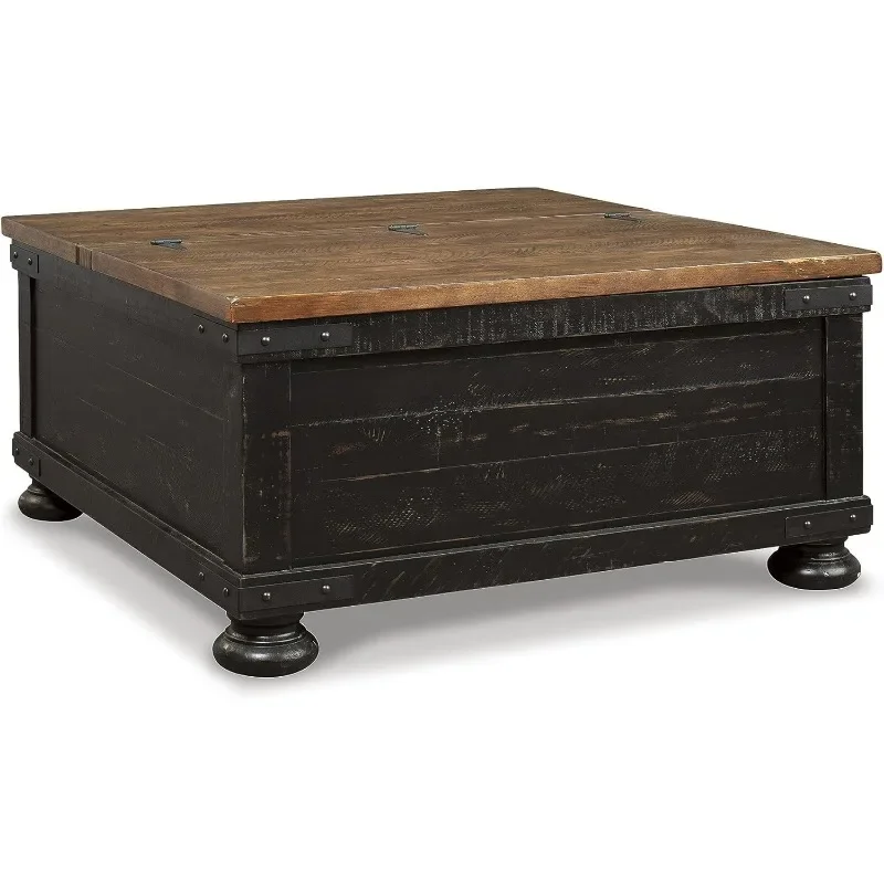 Farmhouse Lift Top Coffee Table with Storage,  Distressed Finish ，Designer Touches Include Plank Effect Styling