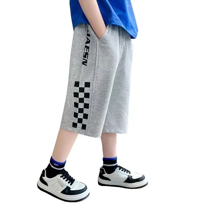 Fried Street Boy's Middle Pants Middle-aged Children's Sports Casual Shorts Summer Thin Thin Loose Children's Cropped Pants Tide