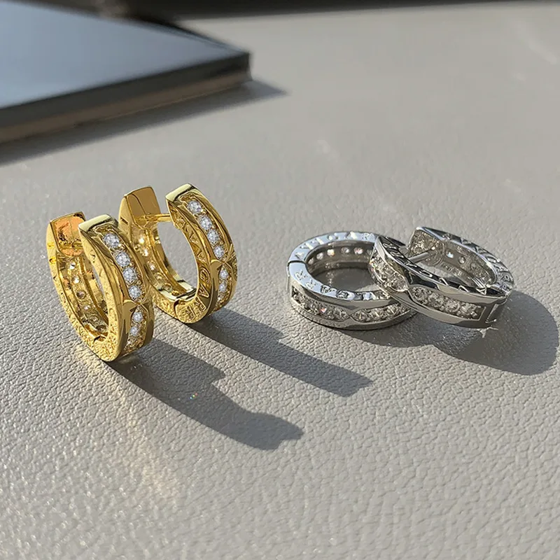 

LByzHan 100% Real 925 Sterling Silver Crystal Circle Earring For Women Making Jewelry Gift Wedding Party Engagement E024