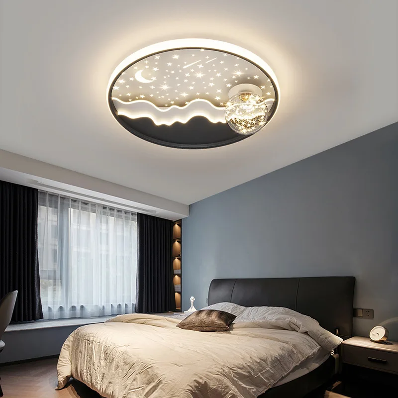 Bedroom light modern minimalist cozy and romantic master bedroom atmosphere circle and creative starry room ceiling light