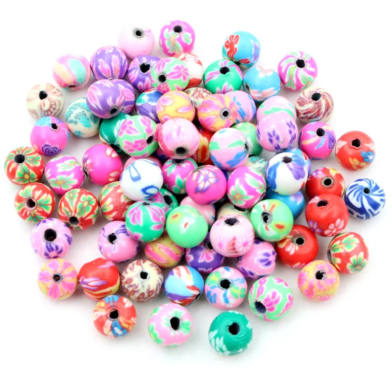 50-100pcs 6 8 10 mm 10mm Mixed Colors Flower Clay Spacer Beads Polymer Clay Beads For Jewelry Making DIY Beading Accessories