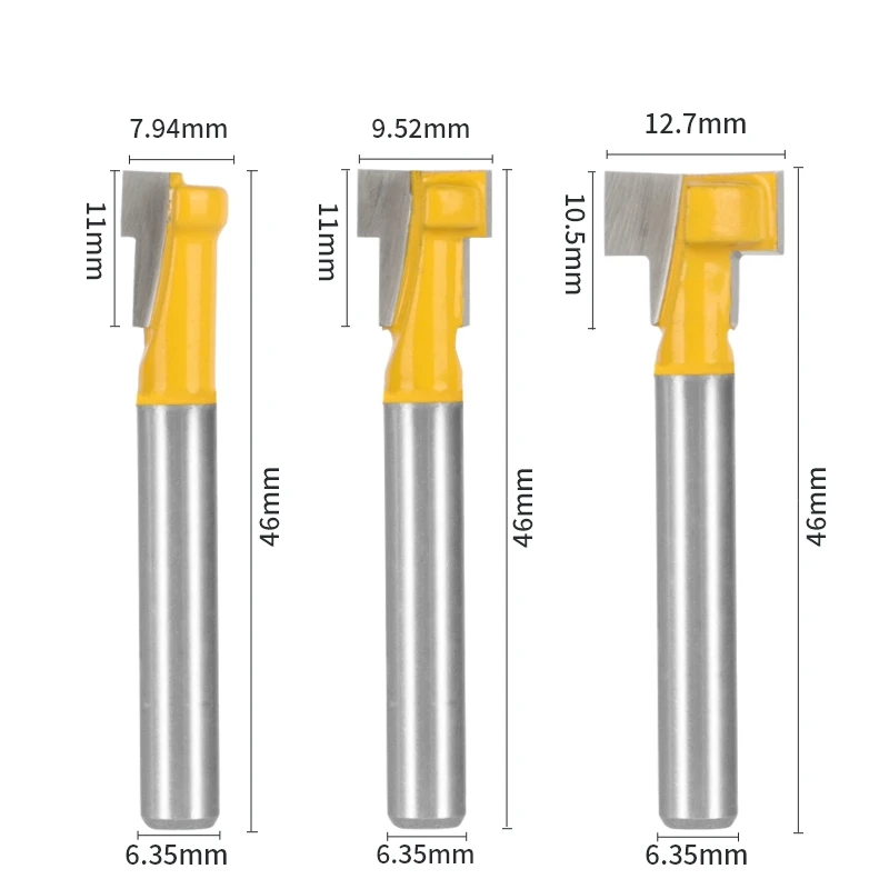 YUSUN Yellow Keyhole Bit T-Slot Cutter Router Bit Woodworking Milling Cutter For Wood Tools Face Mill End Mill