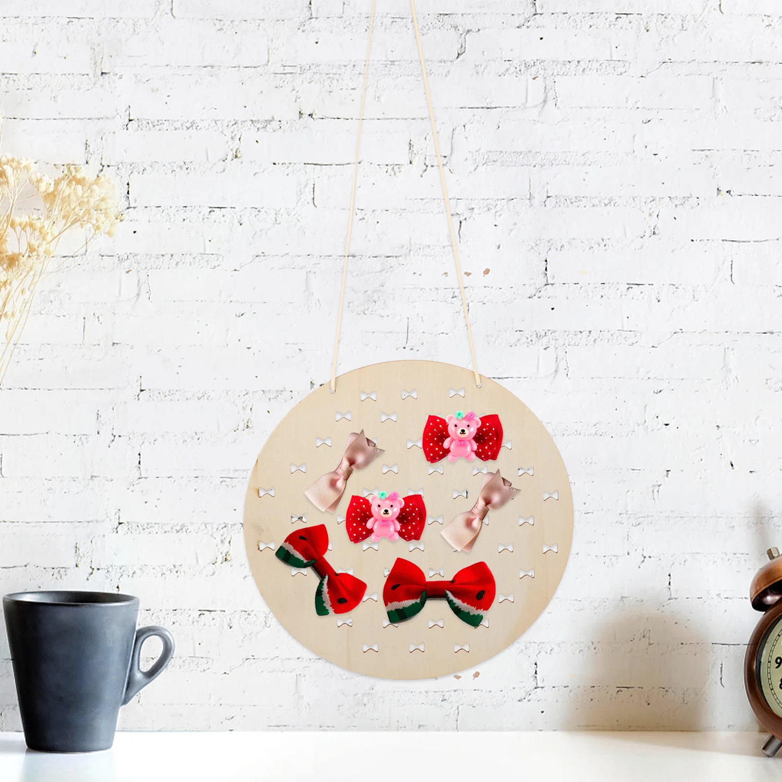 

Деревянный органайзер с бантиком для волос, подвесной держатель для зажима, стеллаж для хранения, аксессуары для девочек, органайзер для заколок для волос