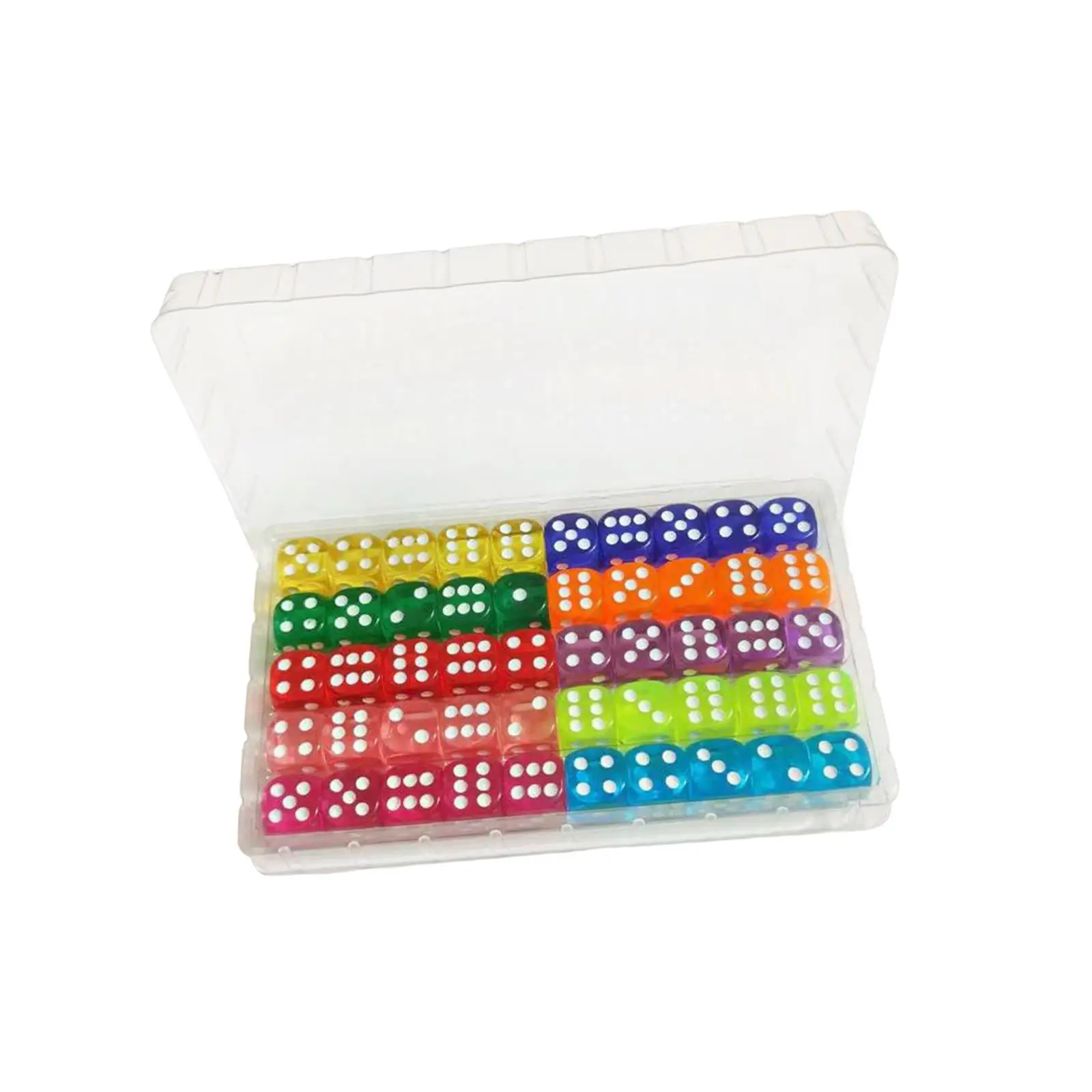 Translucent Acrylic Dice 16mm 6 Sided Dice Set for RPG Board Game Math Counting Teaching Storage Bag Included