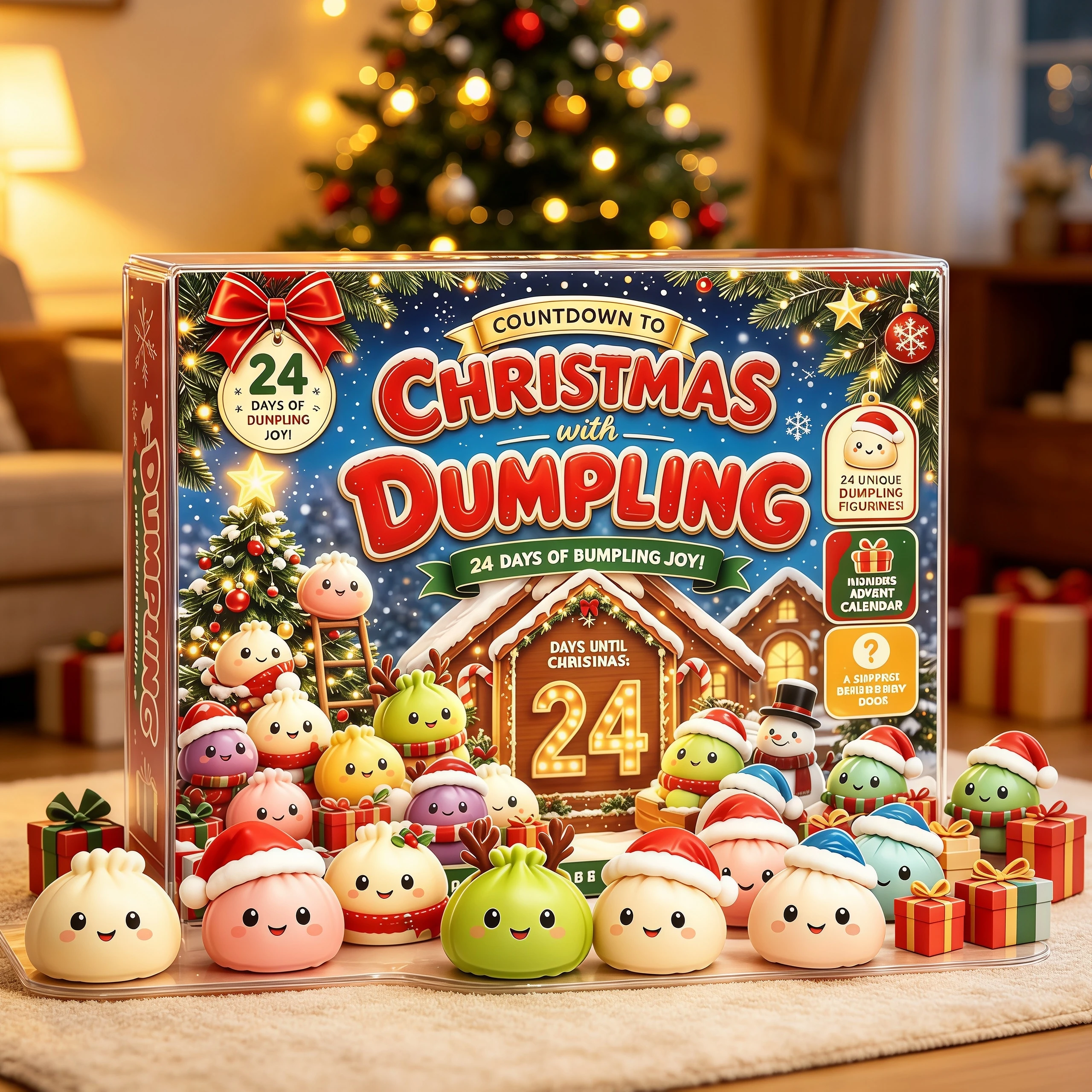 2026 Weihnachts-Dumpling Squishy Adventskalender 24 Tage Countdown Stressabbau Quetsch-Fidget Überraschungs-Feiertagsgeschenk Blindbox