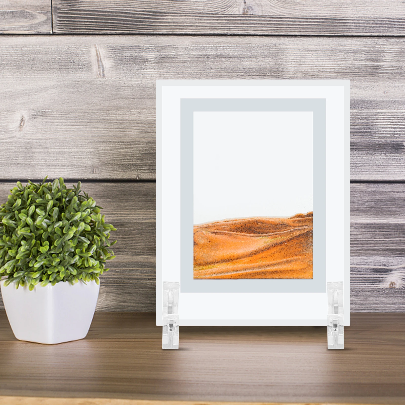 Ornamenti per pittura con sabbie mobili 3D Decorazioni per il desktop Display con sabbia fine Ornamento antistress Arancione