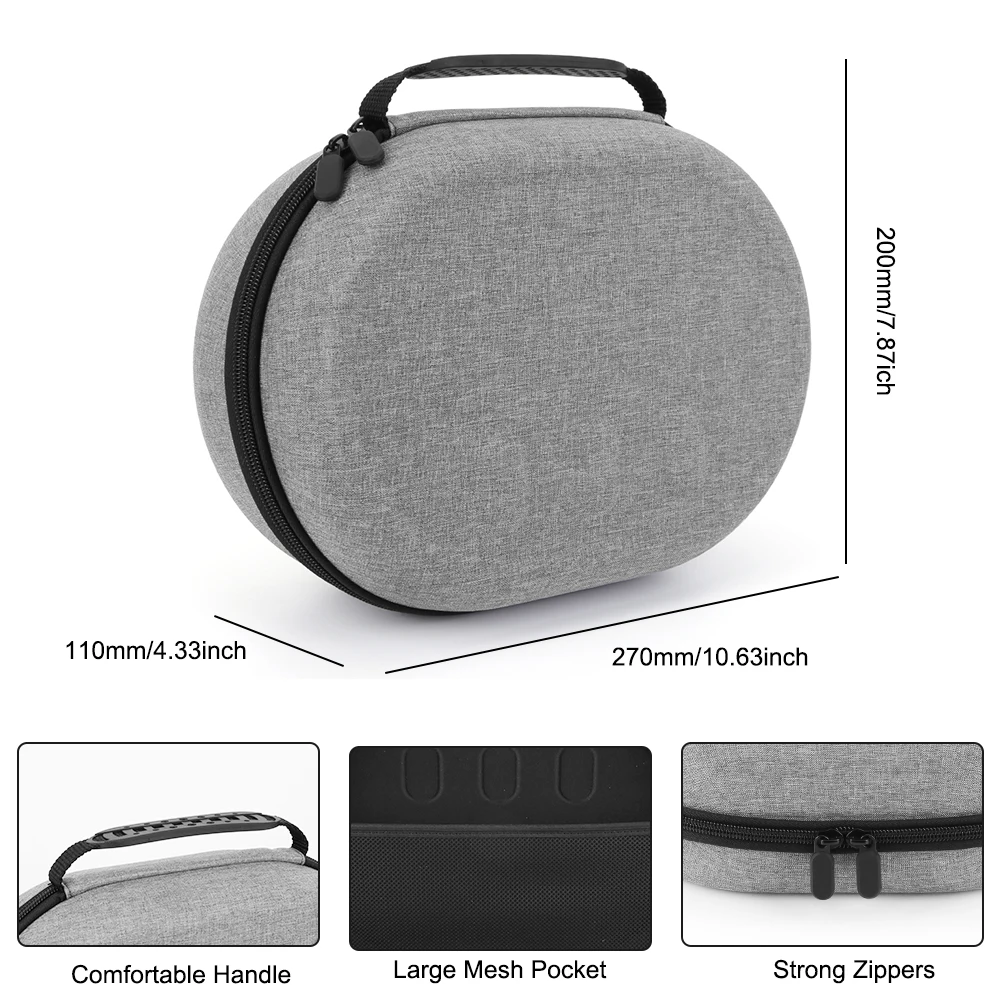 حقيبة تخزين محمولة لسماعة رأس ميتا كويست 3 ، حافظة قشرة صلبة من إيفا للصدمات ، منظم مضاد للخدش ، تقسيم بشبكة
