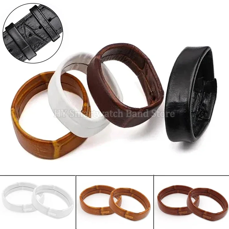 12/14/16/18/20/22/26mm Genuine Leather Watch Keeper Ring Accessories Black Brown White Holder Loop Bracelet Retainer Replacement