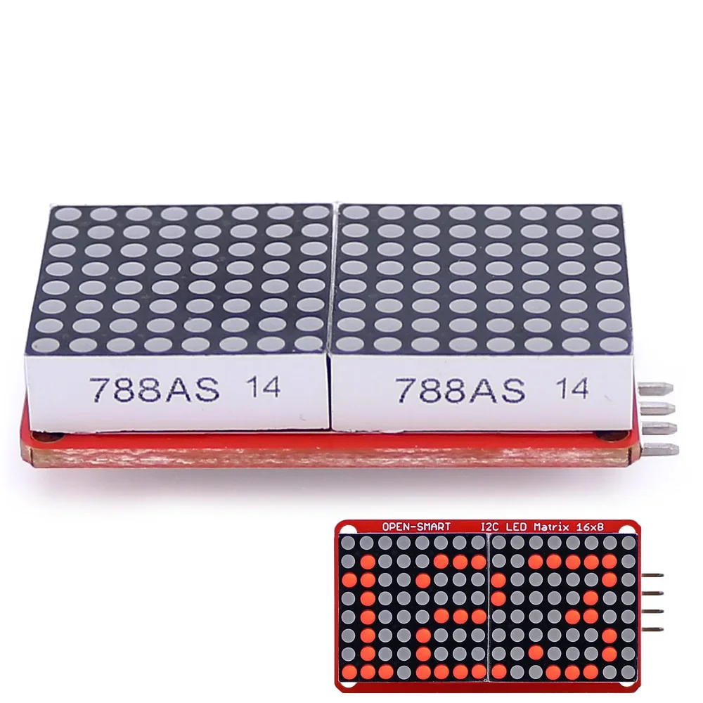 5PCS 16x8 I2C LED Matrix Display Module for Arduino Red Dot Matrix with VK16K33 Driver OPEN-SMART DIY Electronic Panel