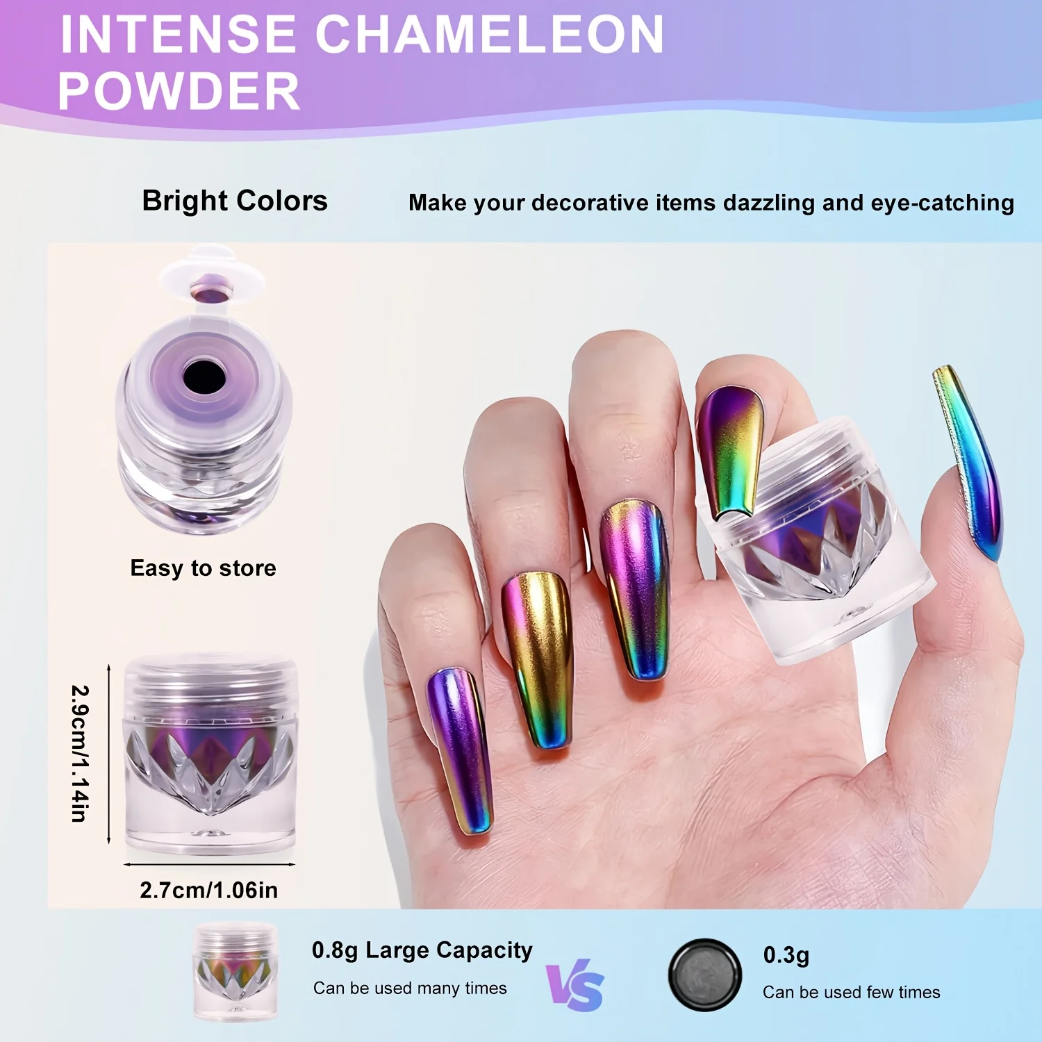 LEQU Strong Light Chameleon Powder 5 Colors Upgraded Dazzling Durable Pigment for Resin Casting DIY Craft for HandmadeEnthusiast