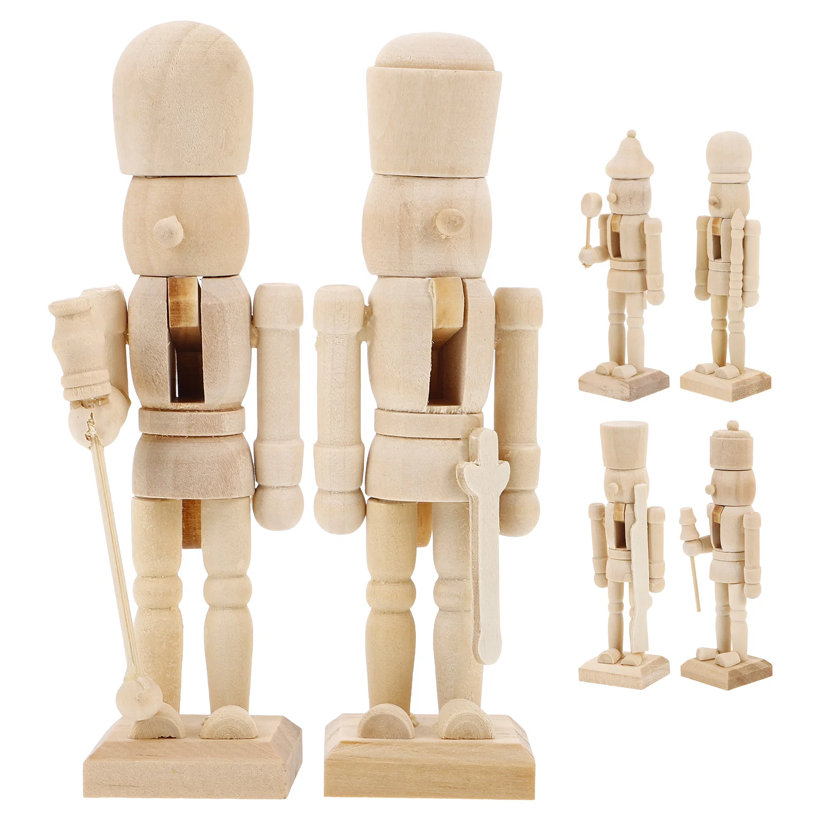 

6 Pcs Puppet White Embryo Walnut Soldier DIY Nutcracker Desktop Number Bamboo