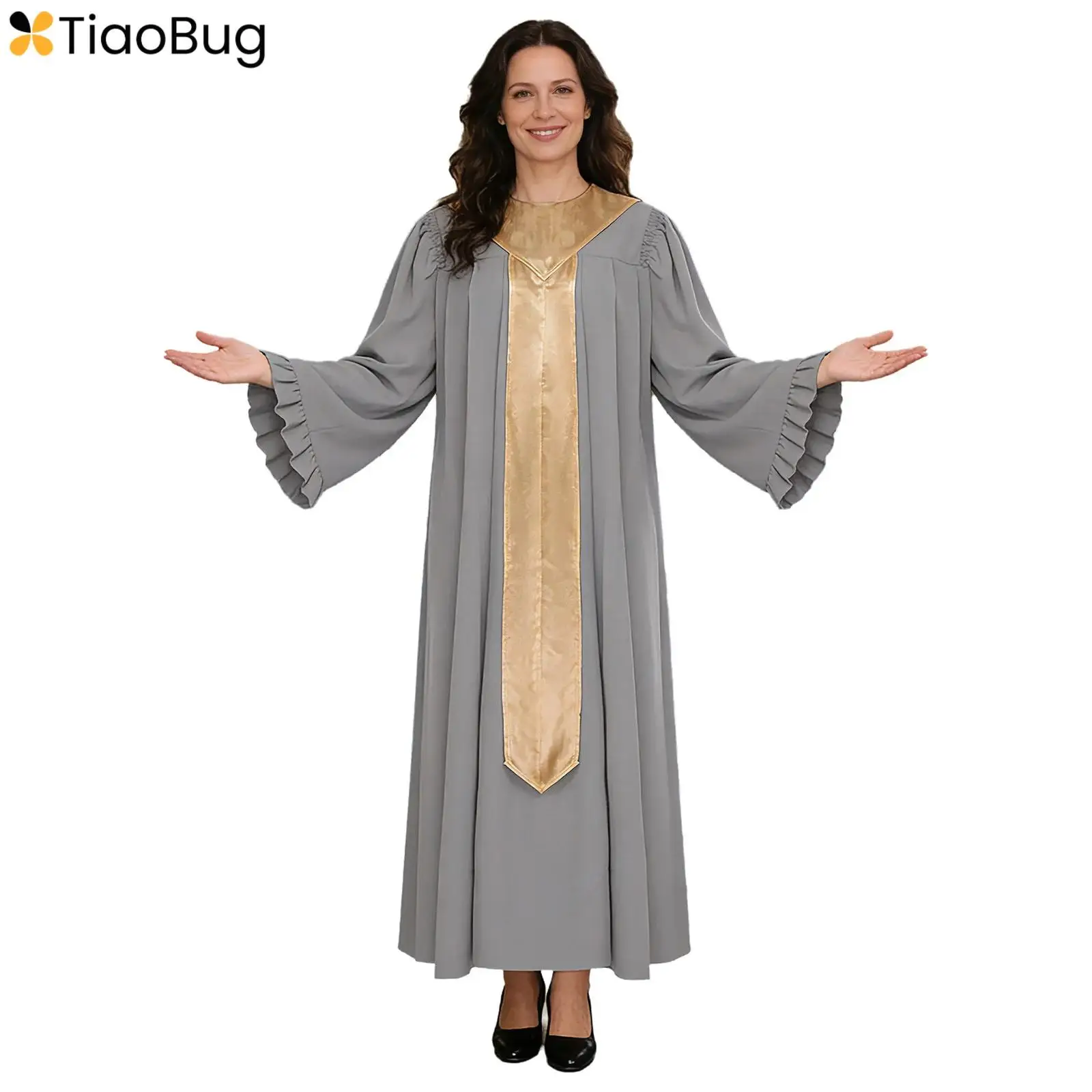 

Unisex Womens Mens Choir Robe Gown Dress Halloween Cosplay Theme Party Costume Long Sleeve Baptism Judge Pastor Cosplay Clothes