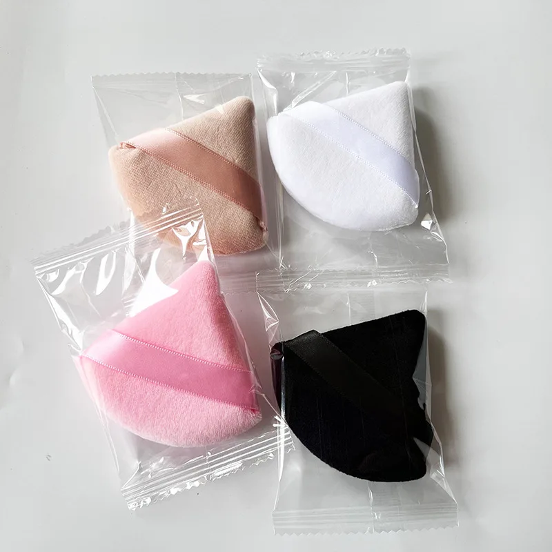 Miniesponja triangular de terciopelo para maquillaje, esponja de algodón suave para cara y ojos, cosméticos, herramienta de maquillaje de terciopelo ligero lavable