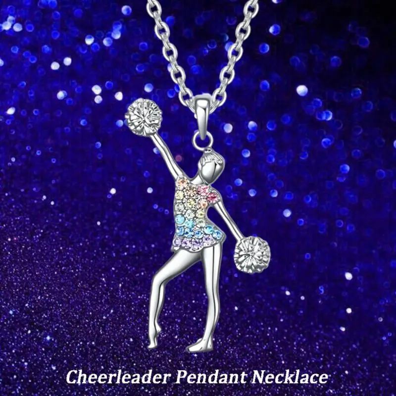 Stylish and Beautiful Shiny Colorful Diamond Vibrant Cheerleader Girl Pendant Necklace, Perfect Gift for Family and Friends