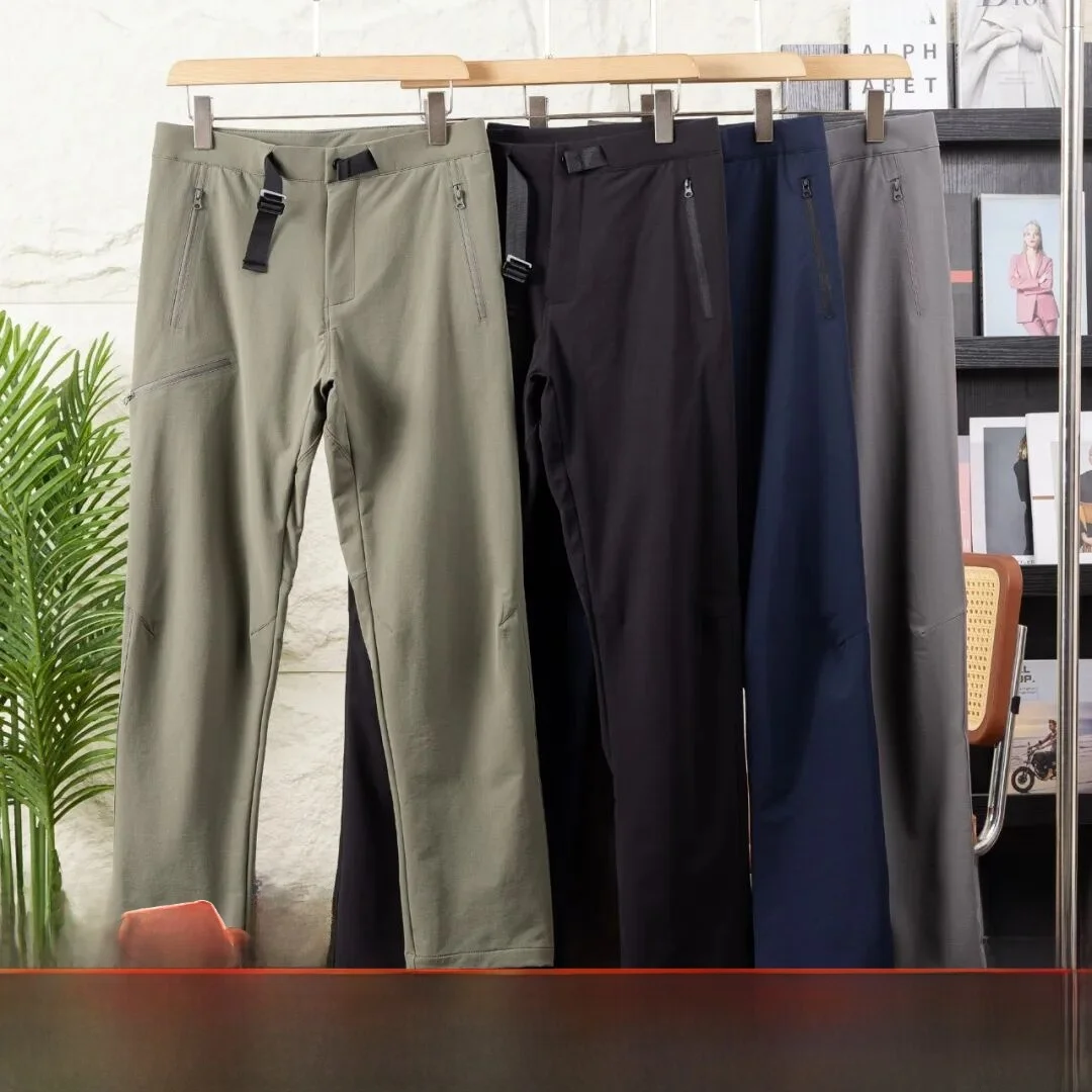 Outdoor Men's Lightweight Windproof Waterproof Softell Casual Pants New Autumn Faionable Straight Leg Polyester Fiber