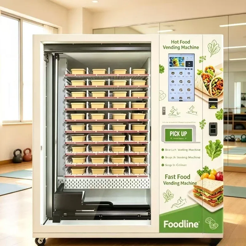 24 Hours Self-Service Hot Lunch Box Vending Machine Self-Heating Prepared Meal Bento Vendor with Touch Screen