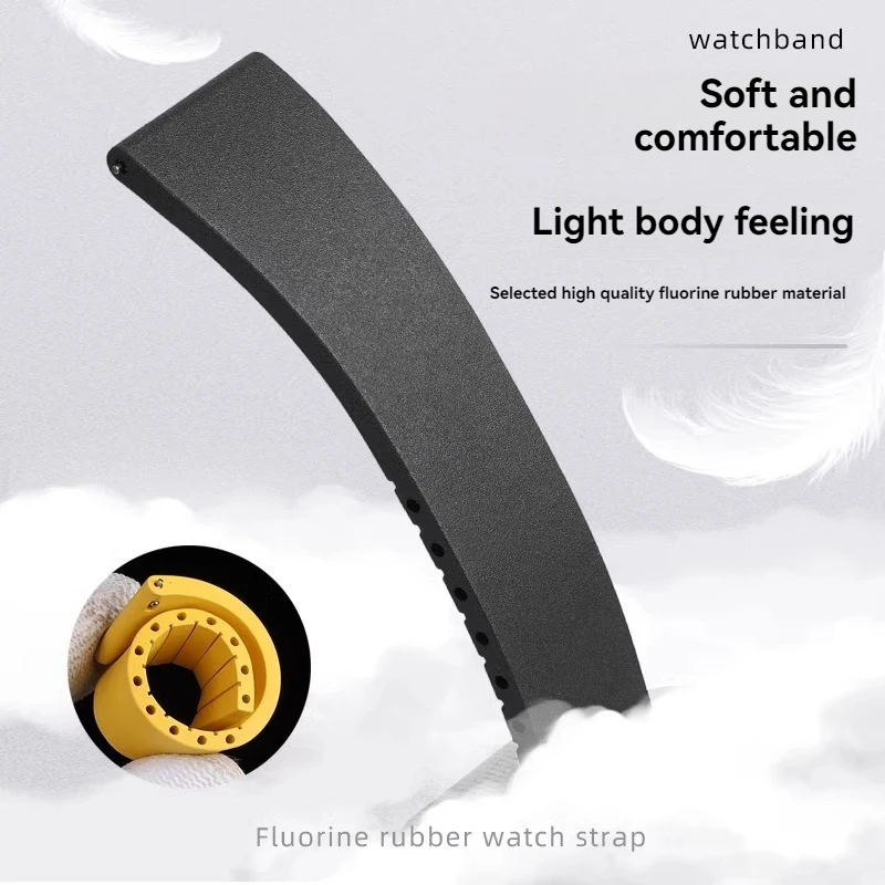 8 kolorów unisex pasek do zegarka z gumy fluorowej 18 mm 19 mm 20 mm 22 mm odcięcia do rozmiaru Szybkie zwolnienie Dostosuj do zegarka Breitling Rolex Seiko Tank