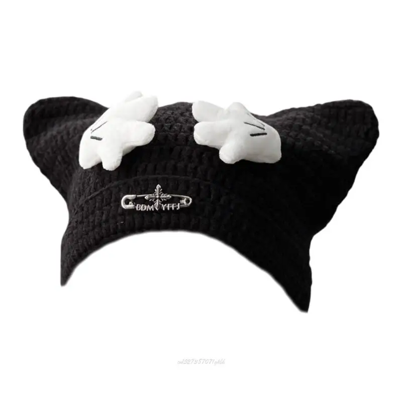 X5XA Knitted Ear Hat For Boys Girls Soft Stretchable