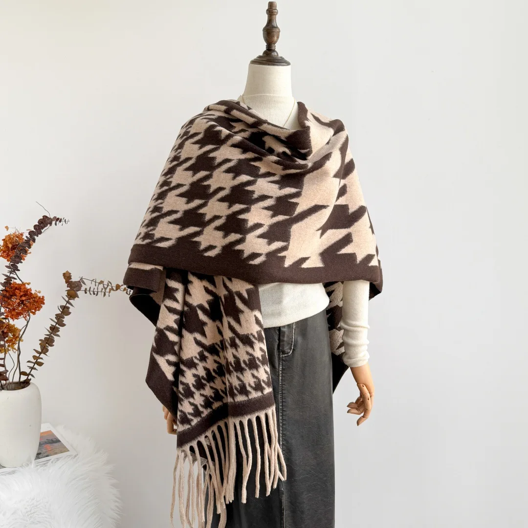 Poncho Cape Women Cashmere Scarf Tassel Blanket Shawl Winter Pashmina Wrap Scarfs For Women Travel Outer