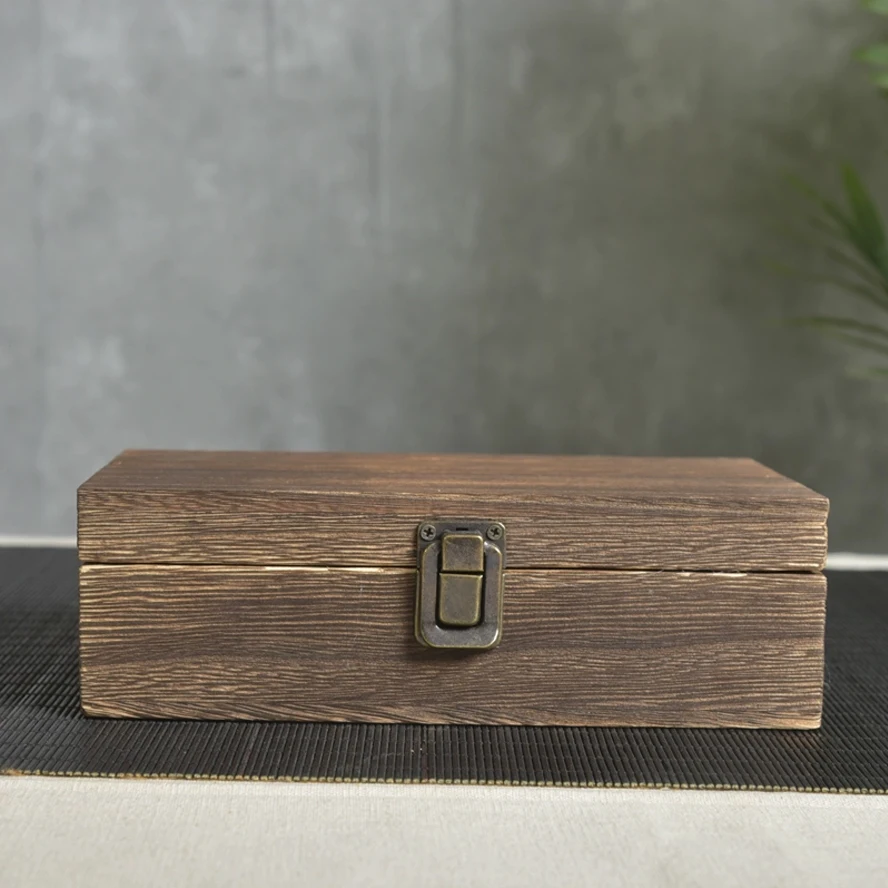 Solid Wood Multi-Grid Seal Organizer Box, Handmade Carbonized Paulownia Display Case, Engraving Tool & Personal Stamp Collector
