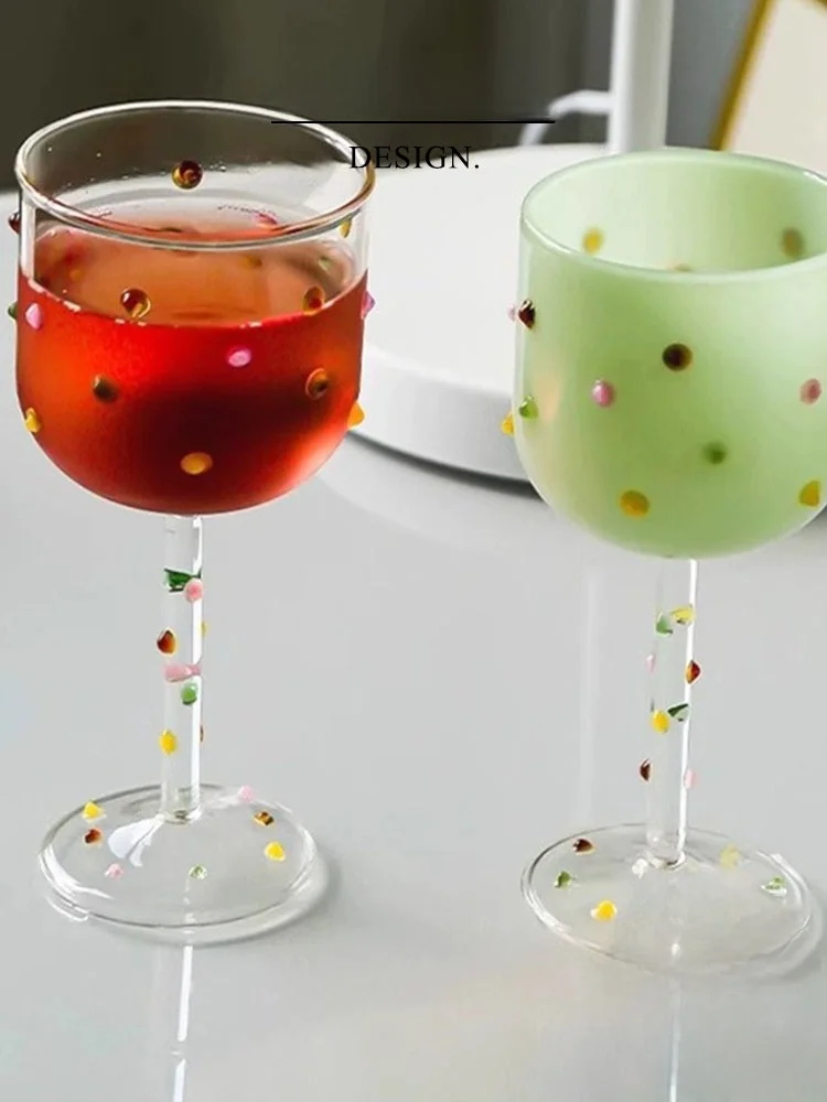 

Bead Pointed High Footed Wine Glasses Italian Style European Design Personalized Red Wine Cups Vietri Mare Glassware