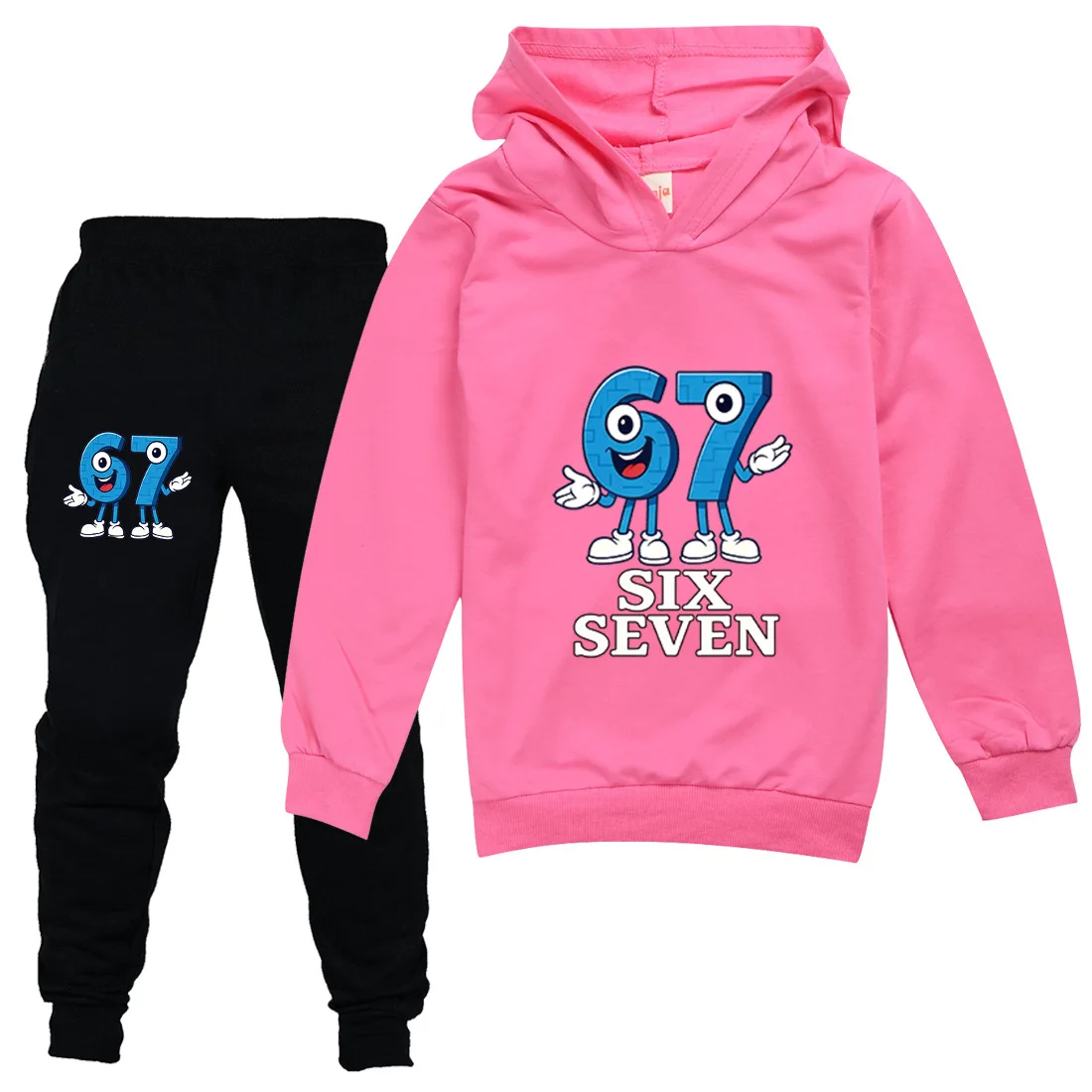2-teiliges Steal A Brainrot Kinder-Trainingsanzug-Set Anime 67 Six Seven Hoodies Hosen Neuer Dünner Sweatshirt-Jogginganzug Kinderkleidung – Detail 5