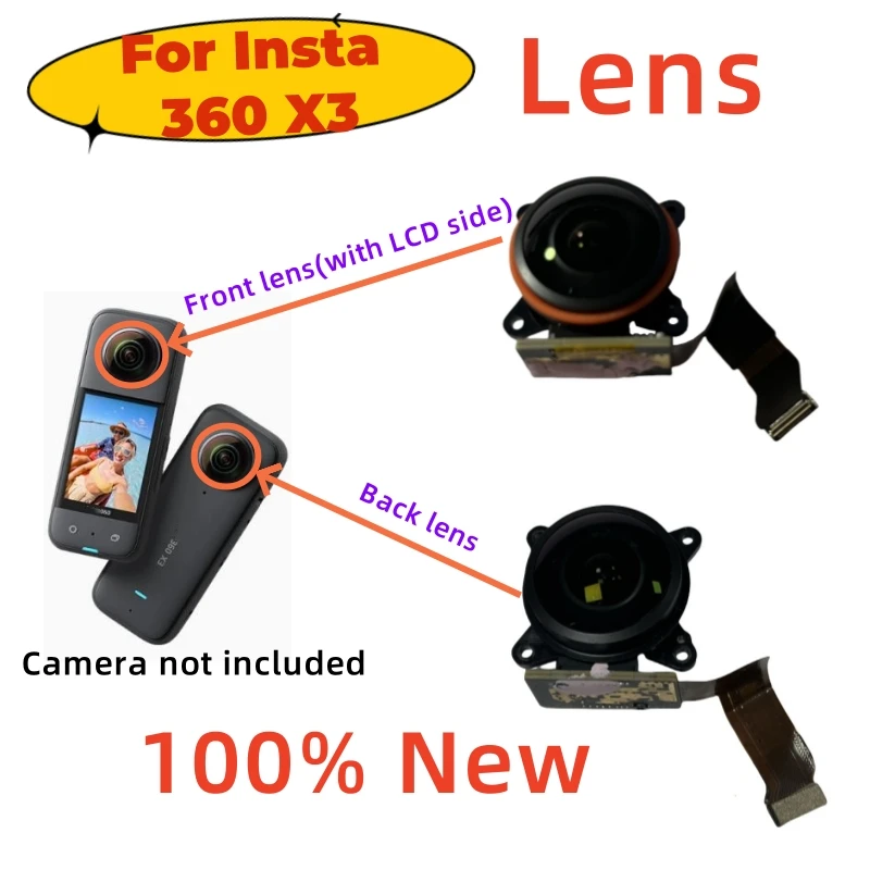 New Front Lens Back Lens For Insta 360 X3 Lens With Glass Front Camera Digital Parts Repair Accessory Replacement Parts