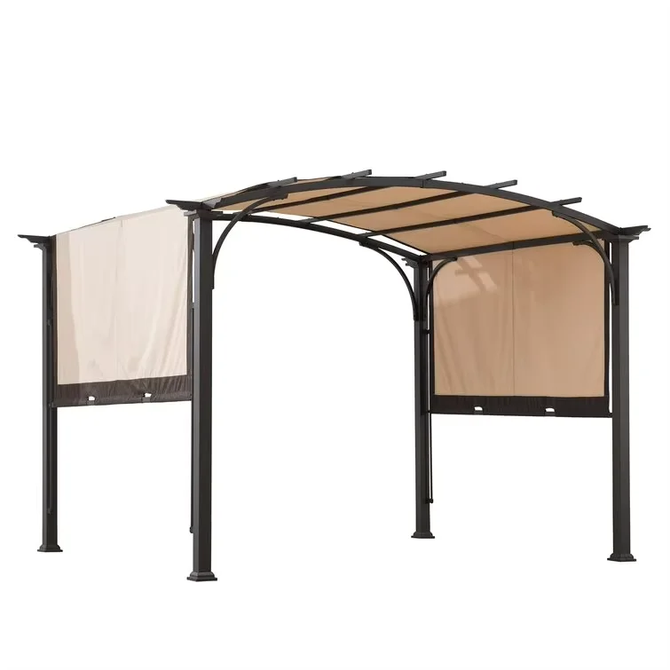 Waterproof Outdoor Steel Arch Patio Gazebo Pergola & Pavilion with Sunshade Awning for Barbecue Outside & Garden