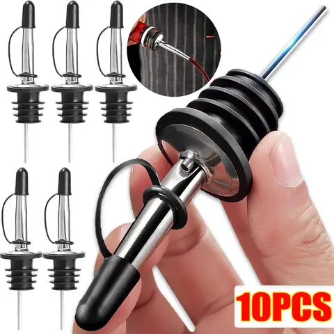 스테인레스 스틸 와인 Pourer 올리브 오일 스토퍼 캡 디스펜서 주둥이 소스 식초 자동 오픈 Pourer 노즐 와인 주류 병 플러그 Best5