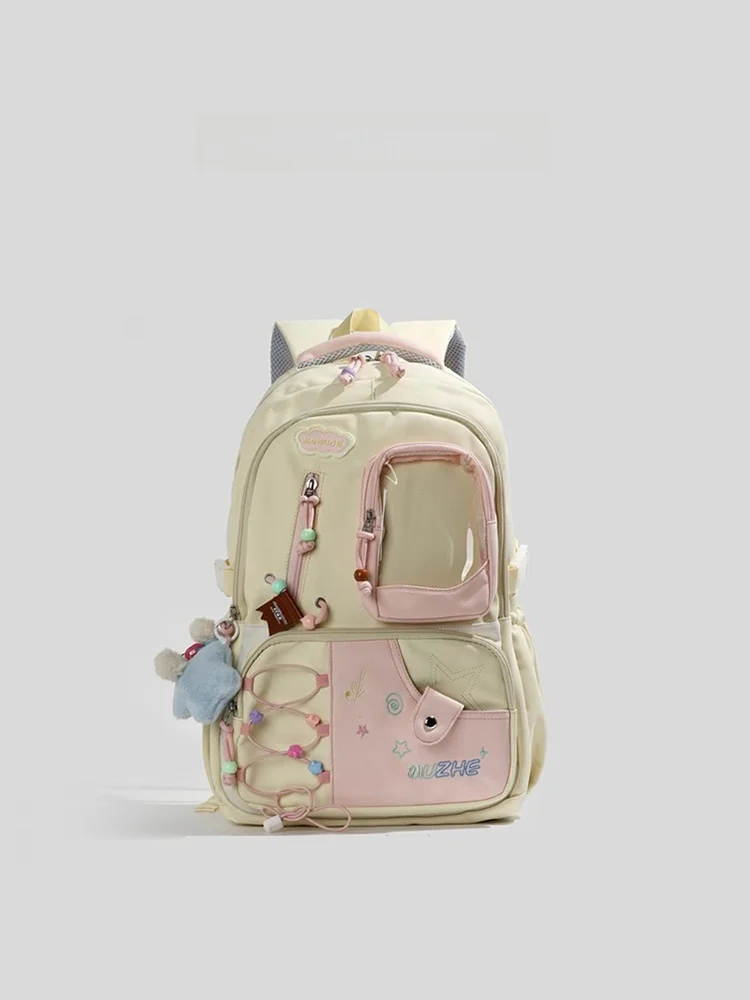 Mochila Escolar de Alta Capacidade CLnoe Kenok para Meninas do Ensino Fundamental e Médio, Mochila de Ombro Duplo para Desloc...