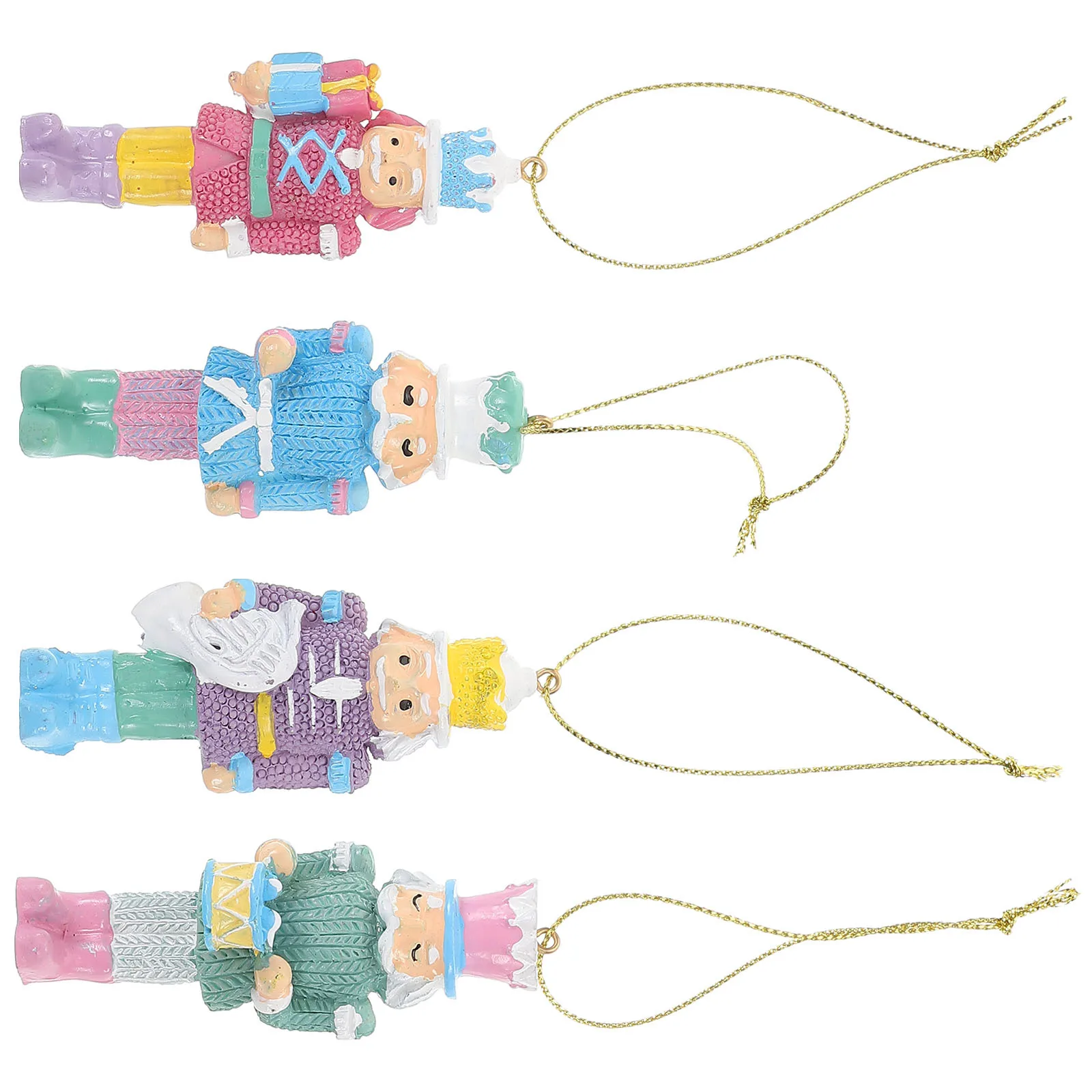 

4 Pcs Hanging Resin Nutcracker Decor Pendant Lovely Nutcrackers Craft Crafts Holiday Decorations