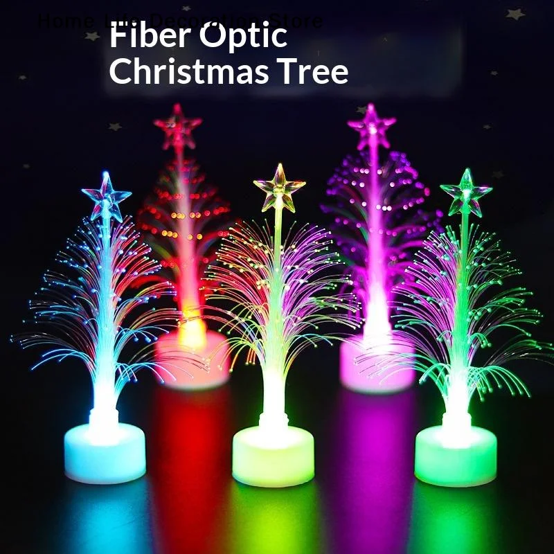 【H】1/3pcs LED Luminous Fiber Optic Christmas Tree Night Light Color-changing Decorative Lantern Xmas New Year'S Party Decor