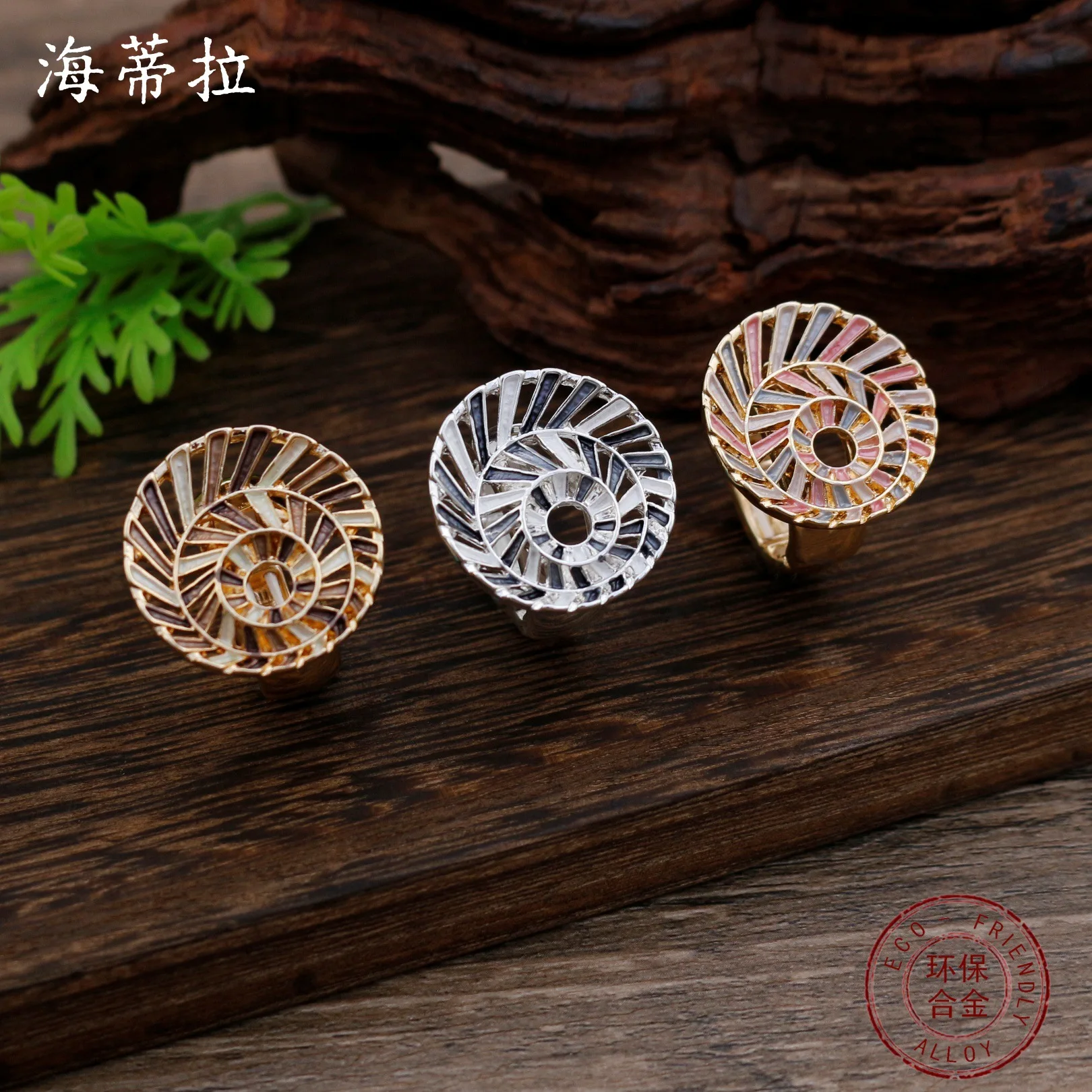 

DIY accessories enamel color round hollow line elastic ring women's creative high-end geometric line ring