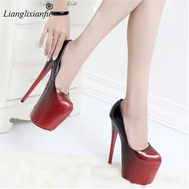 Gradient Color Stiletto Plus:34-49 50 Sexy Women Shoes 19cm Thin Heels Zapatos Mujer Platforms Fashion Show Pumps Absatzschuhe